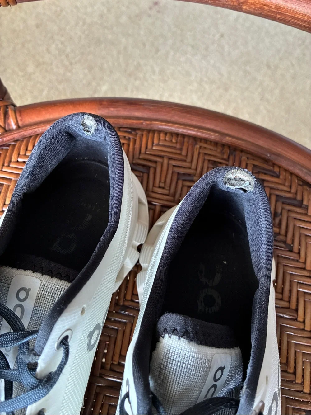 On Cloud White and Black Running Shoes